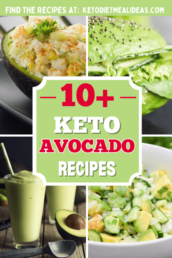 A collage photo of Keto avocado recipes with overelay text