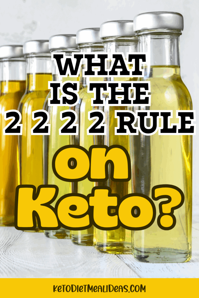 Bottles of oil on a table, symbolizing the fat portions followed in the 2 2 2 2 rule on keto.